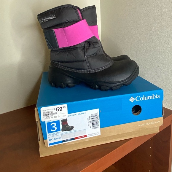 Columbia Youth Rope Tow Kruser 2 Snow Winter Boots, Size 3, Black & Pink - Picture 5 of 8